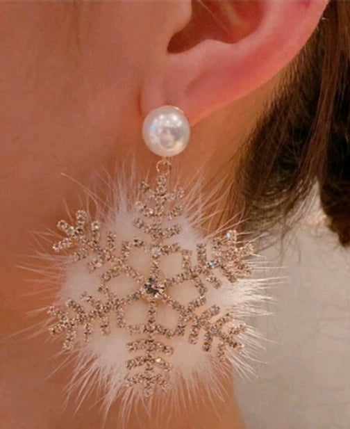 Feathered Rhinestone Snowflake earrings image 0