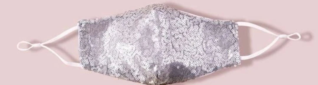 Silver Sequin face mask image 0