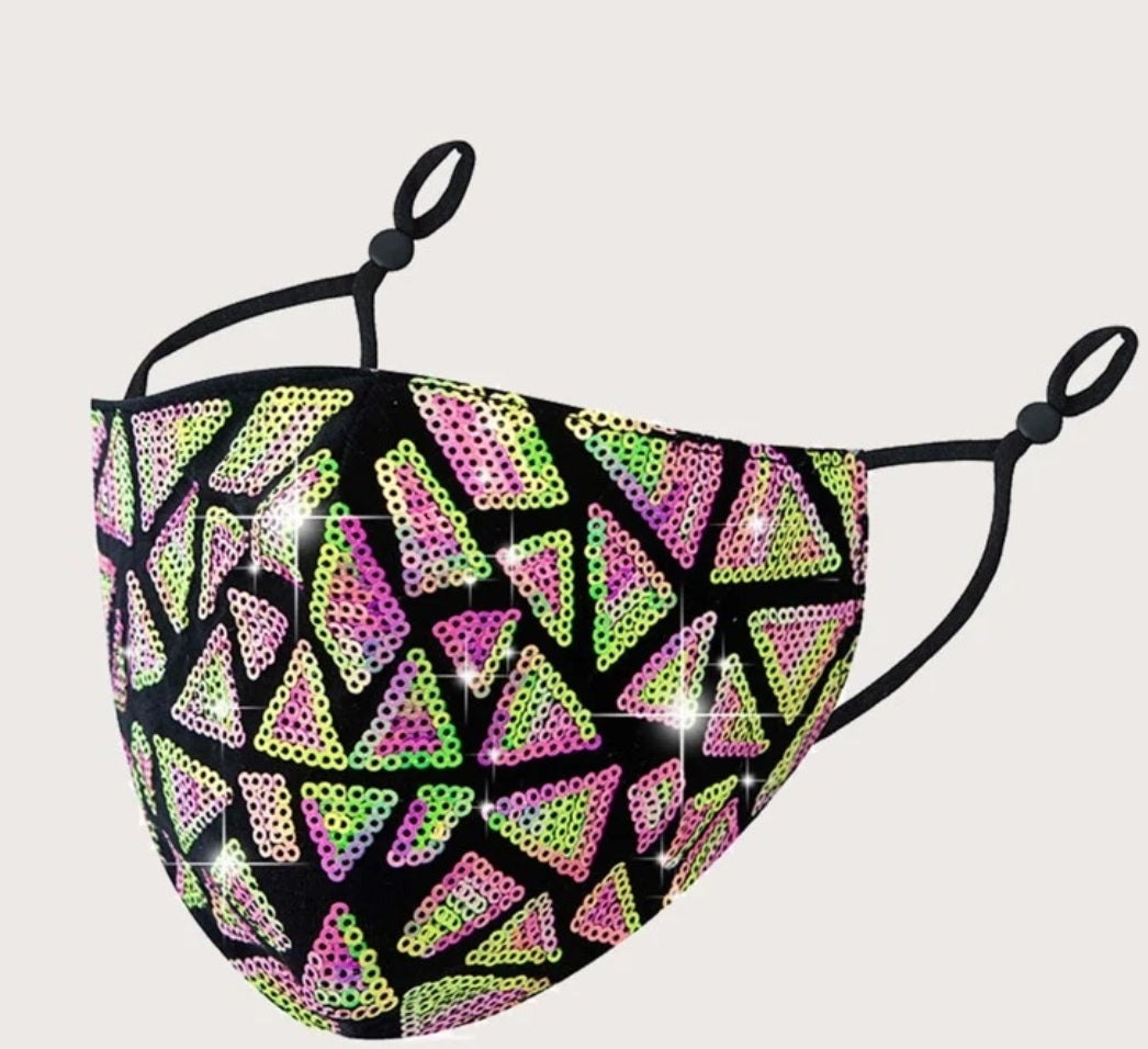 Geo sequin mask- Black image 0