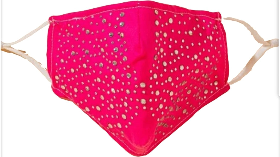 Neon pink rhinestone mask image 0