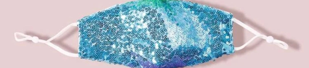 Neon Blue Sequin face mask image 0