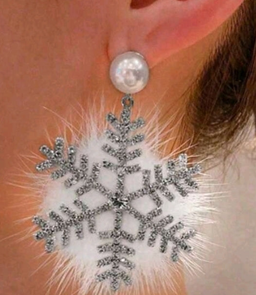 Feathered Rhinestone Snowflake earrings