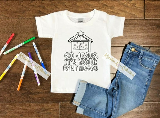 Color me! Go Jesus it's your birthday tshirt -KIDS  image 0