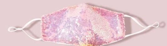 Pink Irridescent Sequin face mask  image 0