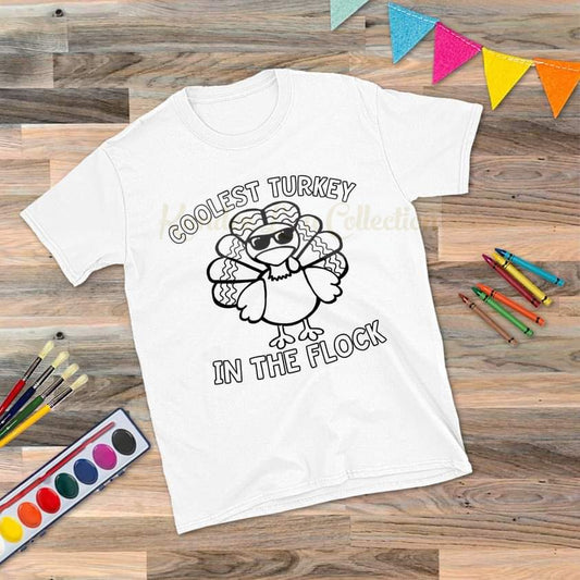 Coolest Turkey coloring shirt- kids  image 0
