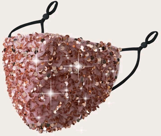 Pink with Rose gold sequin mask  image 0