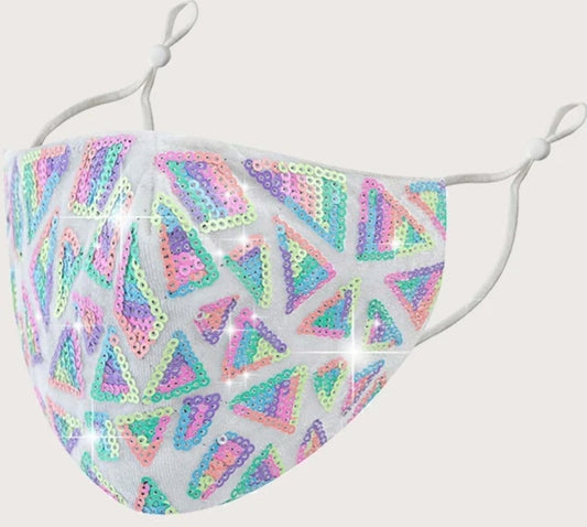 Geo Sequin mask- white image 0