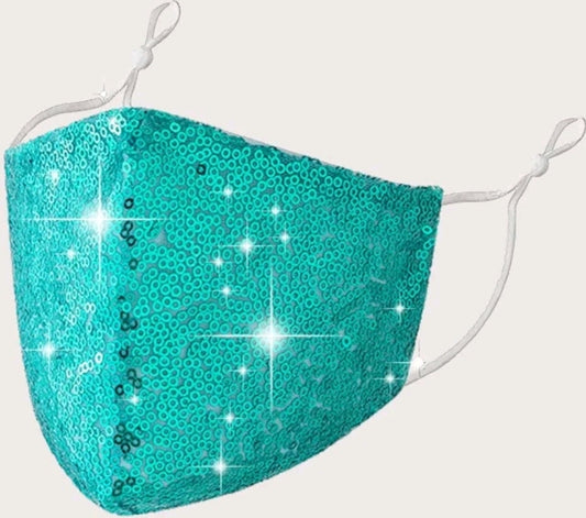 Teal sequin mask image 0