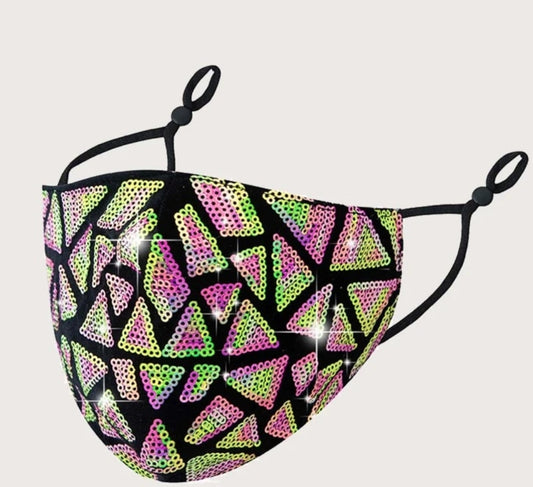 Geo sequin mask- Black image 0