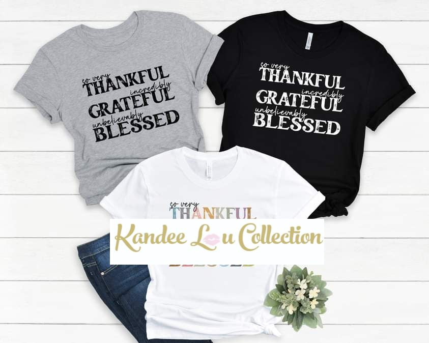 Thankful Grateful Blessed - white font image 0