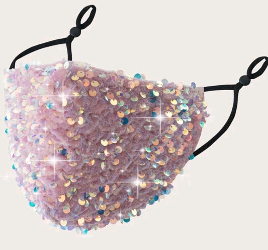Pink with Iridescent sequin mask  image 0