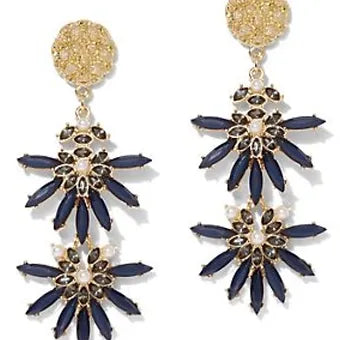 Blue and Gold Earrings