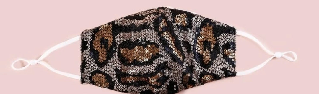 Leopard Sequin face mask image 0