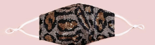 Leopard Sequin face mask image 0