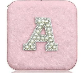 Travel Jewelry box- with Pearl Rhinestone letter image 0