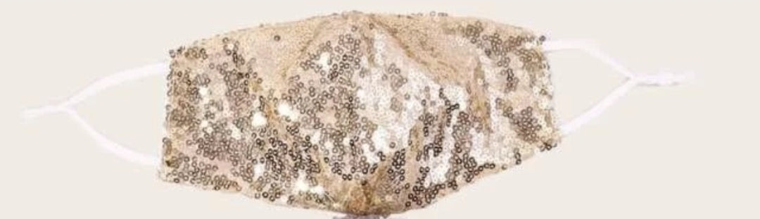 Gold Sequin face mask  image 0