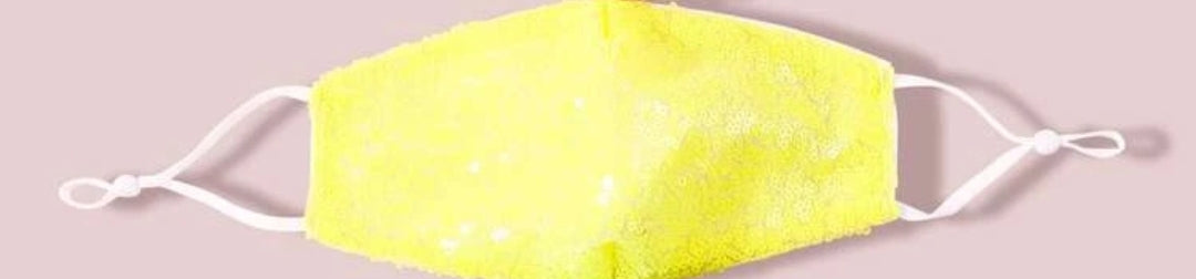Neon yellow Sequin face mask  image 0