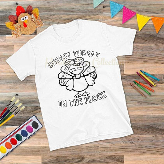 Cutest Turkey coloring shirt- kids  image 0