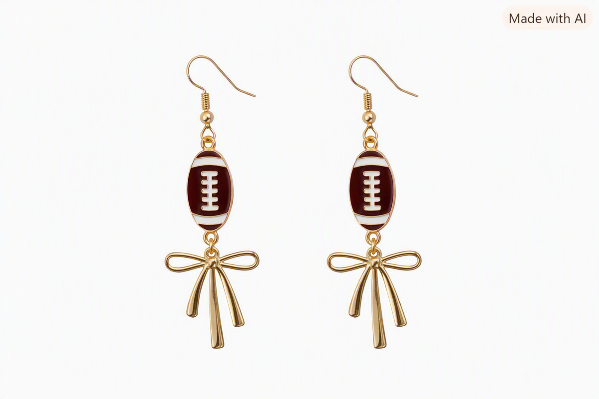Football Bow Charm Earrings