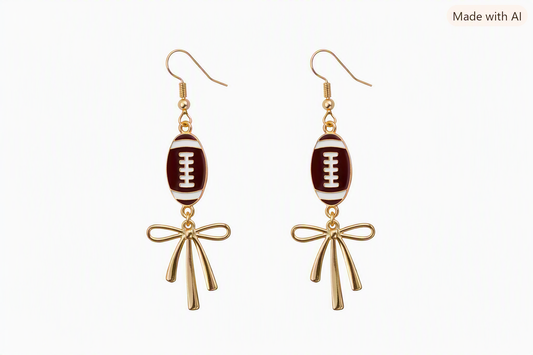 Football Bow Charm Earrings