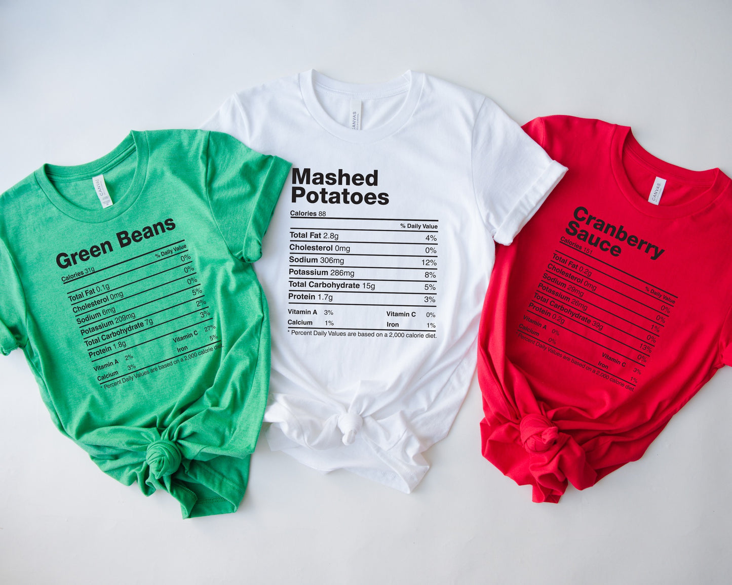 Holiday Food Nutrition Facts Shirts – Choose Your Dish (adult)